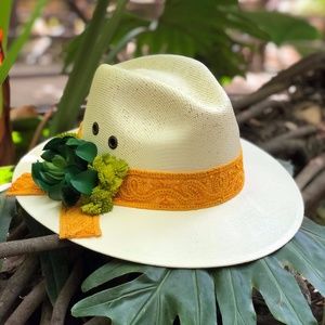 SUCCULENT EMBELLISHED FEDORA SUMMER HAT